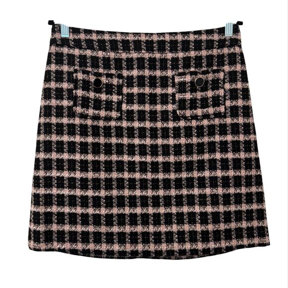 Maison d' Amelie Paris Tweed Mini Skirt Womens 8 Pink Black Clueless Preppy - Picture 1 of 5